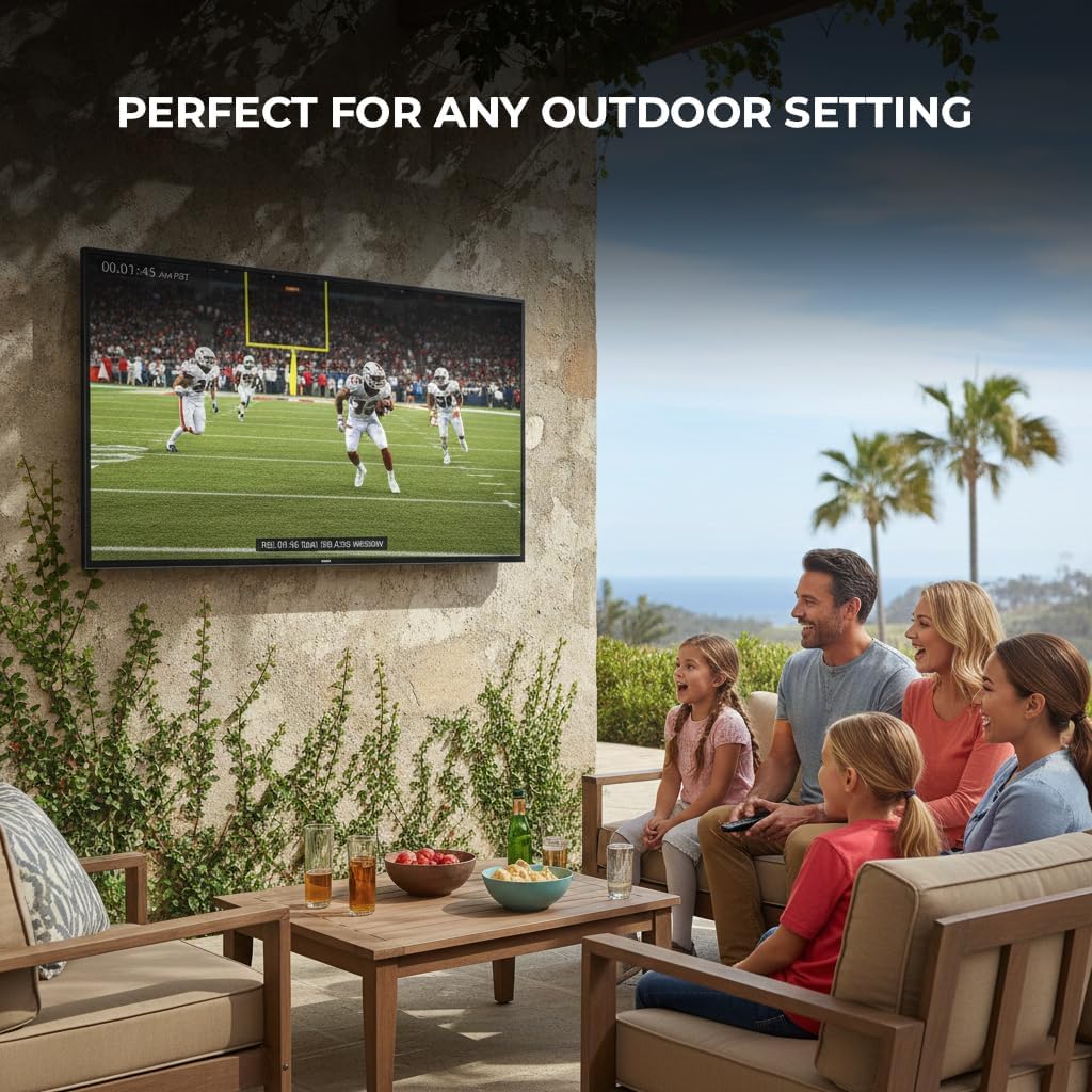 Titan G200 Mini-QLED 65 Inch Outdoor TV, Partial Sun, IP65 Smart Weatherproof TV, 4K HDR, 144 Hz, Google AI OS, 3000Nits, Wi-Fi 5, Dolby Vision&Atmos, Bang&Olufsen, Outdoor TV Cover, SlimBezel, 2YrWty