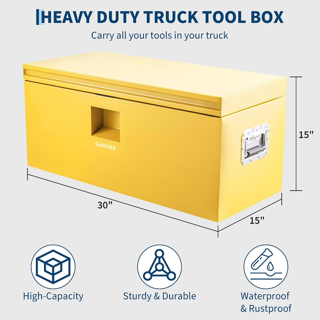 Garvee Steel Truck Tool Box Heavy Duty Truck Bed Toolbox w/Dual Lids, Lockable & Weatherproof, Fits for Pickup, Truck Bed, RV, Trailer