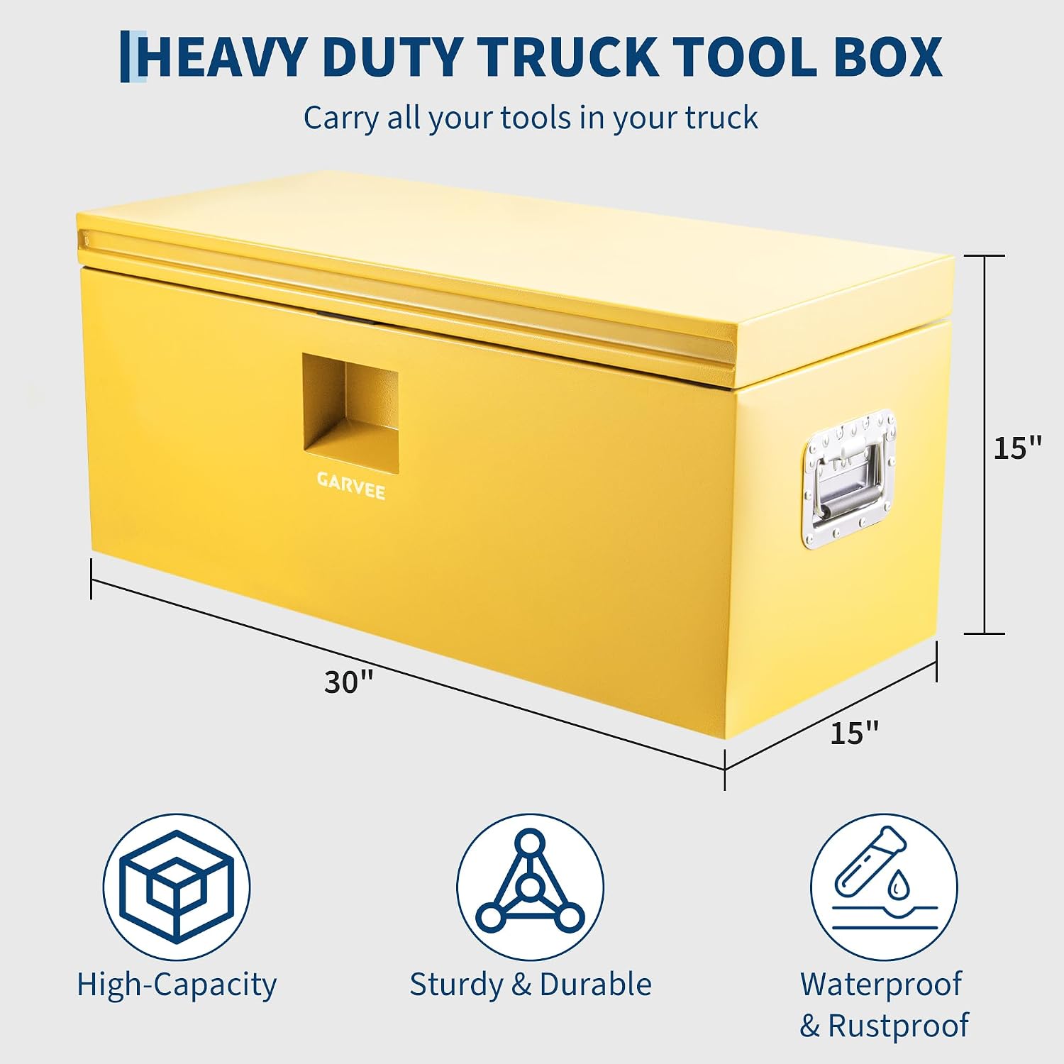 Garvee Steel Truck Tool Box Heavy Duty Truck Bed Toolbox w/Dual Lids, Lockable & Weatherproof, Fits for Pickup, Truck Bed, RV, Trailer