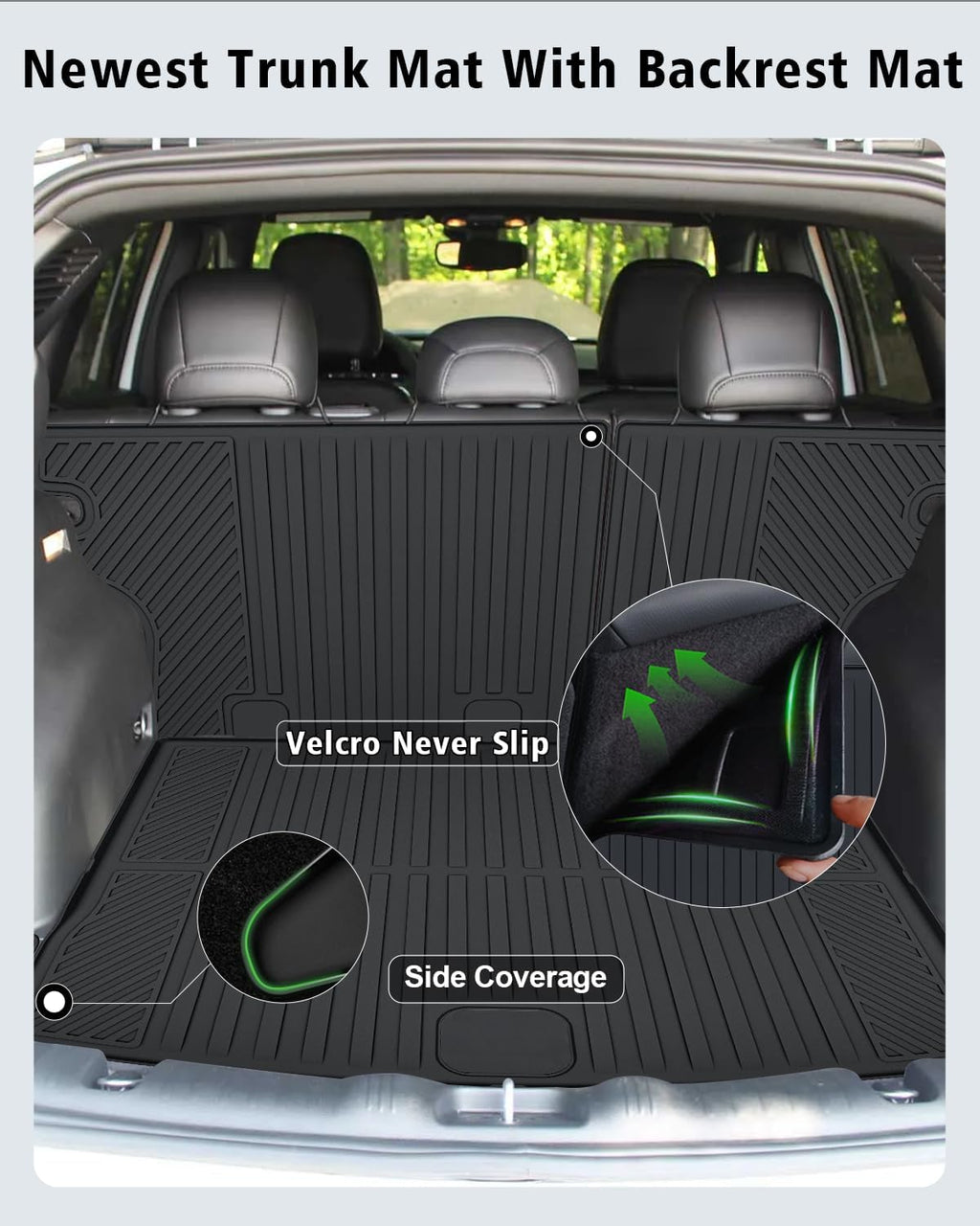Floor Mats Custom Fit for Jeep Compass 2017-2025 2026 Trunk Mat with Backrest Mat All Weather TPE Rubber Cargo Liner Anti-Slip Full Set for Compass Accessories (Trunk Mat+Backrest Mats+Floor Mats)