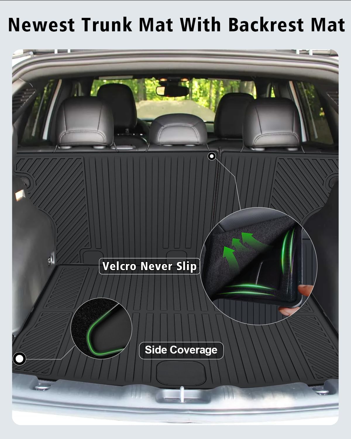 Floor Mats Custom Fit for Jeep Compass 2017-2025 2026 Trunk Mat with Backrest Mat All Weather TPE Rubber Cargo Liner Anti-Slip Full Set for Compass Accessories (Trunk Mat+Backrest Mats+Floor Mats)