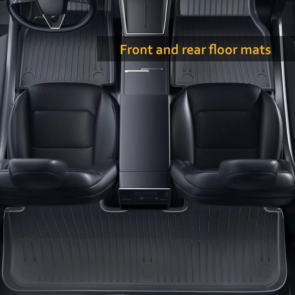Floor Mats Trunk Mat for Tesla Model Y Juniper 2025 2026(5-Seat), All Weather TPE Floor Liners Backrest Cargo Mat with Trunk Door Sill Protector for Model Y Juniper Accessories 10PcS