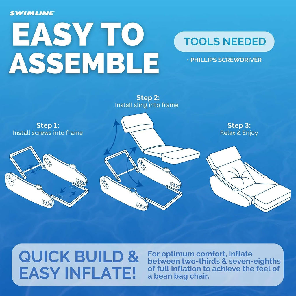 SWIMLINE ORIGINAL 10025M Sunchaser SunSoft Luxury Lounger Chair Pool Float | Molded Frame & Pontoon Design | Pool Floats Adult | Pool Lounger | Pool Accessories | Pool Chairs and Lounges For In Pool