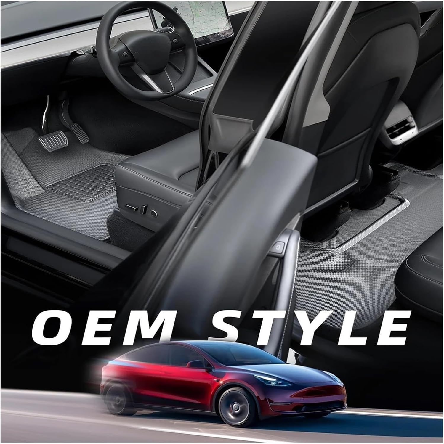 Compatible with Tesla Model 3 Highland 2024 XPE Floor Mats, All Weather 3D Waterproof Scratch Trunk Mat Cargo Liner Backrest Mats(6PCS RHD Floor Mats)