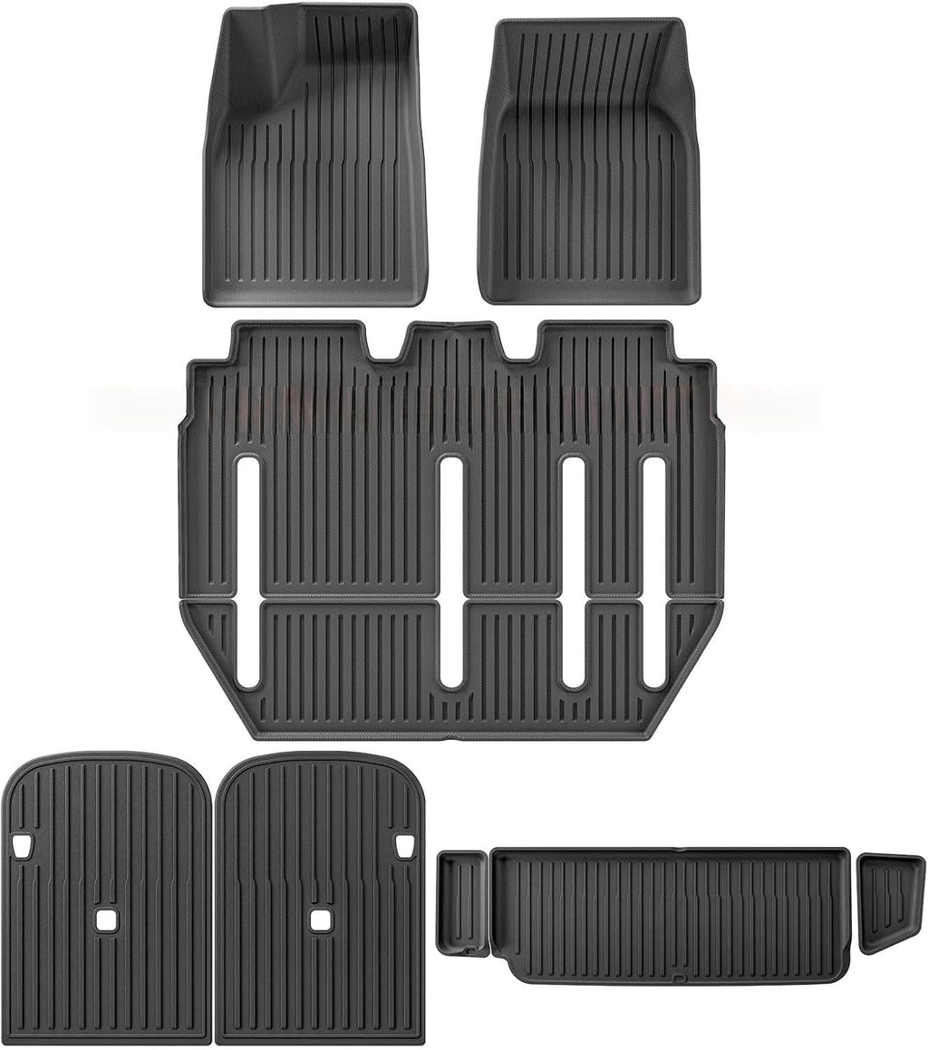 for Tesla Model X 2024 5/6/7 Seat TPE 3D Car Floor Mats Cargo Liner Trunk Pad Waterproof Protective Left Rudder(7seats 9PCS)