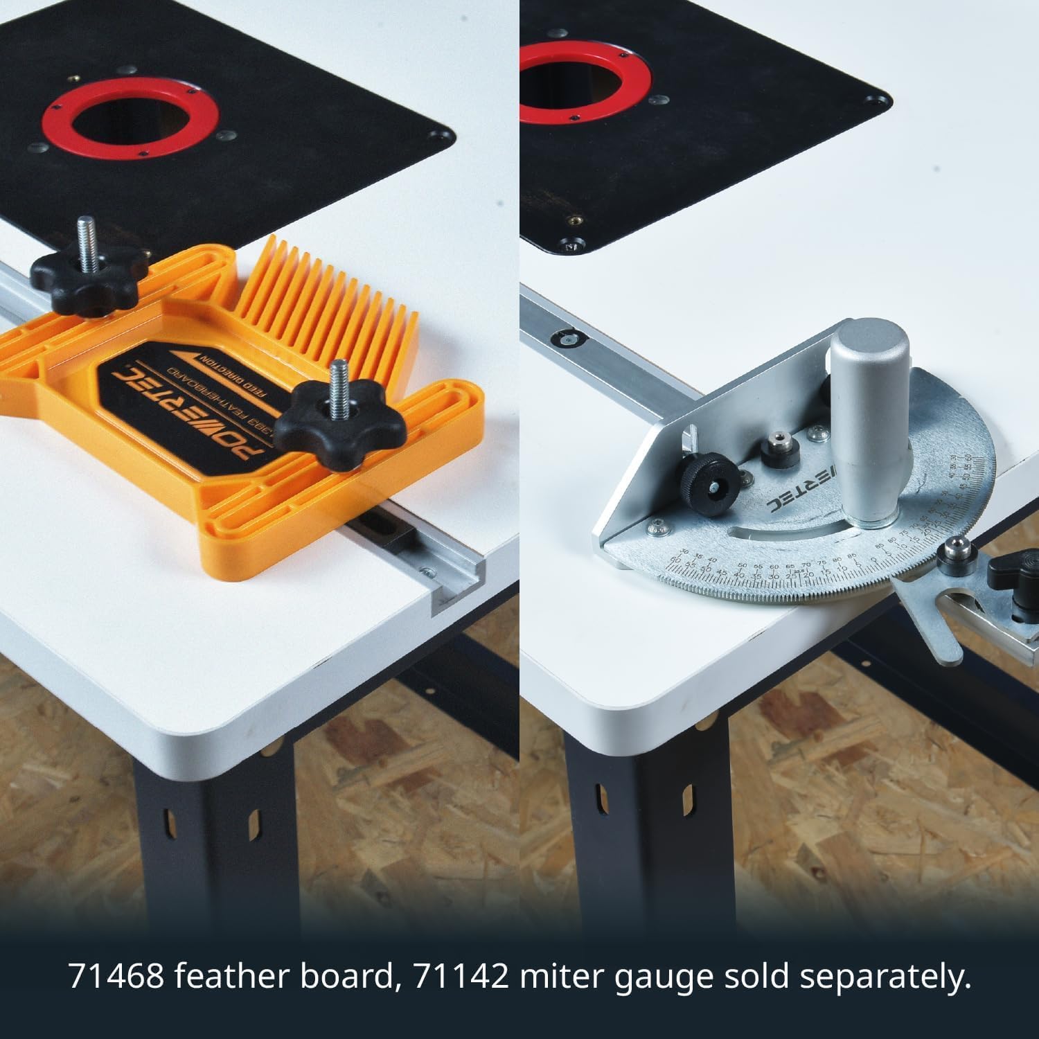 POWERTEC 24'x32' Router Table Top w/Tool Stand, Router Plate and Insert Rings, 400lb Capacity Heavy Duty Router Table Stand with Adjustable Leveling feet (UT1006C)