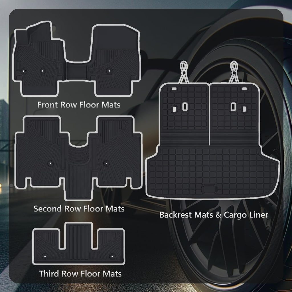 Floor Mats Compatible with Hyundai ioniq 9 2026 (6 Seats),All Weather Protection Duarble TPE Cargo Liner with Backrest Mats Accessories Compatible with Hyundai ioniq9 2026 (6 Seats)