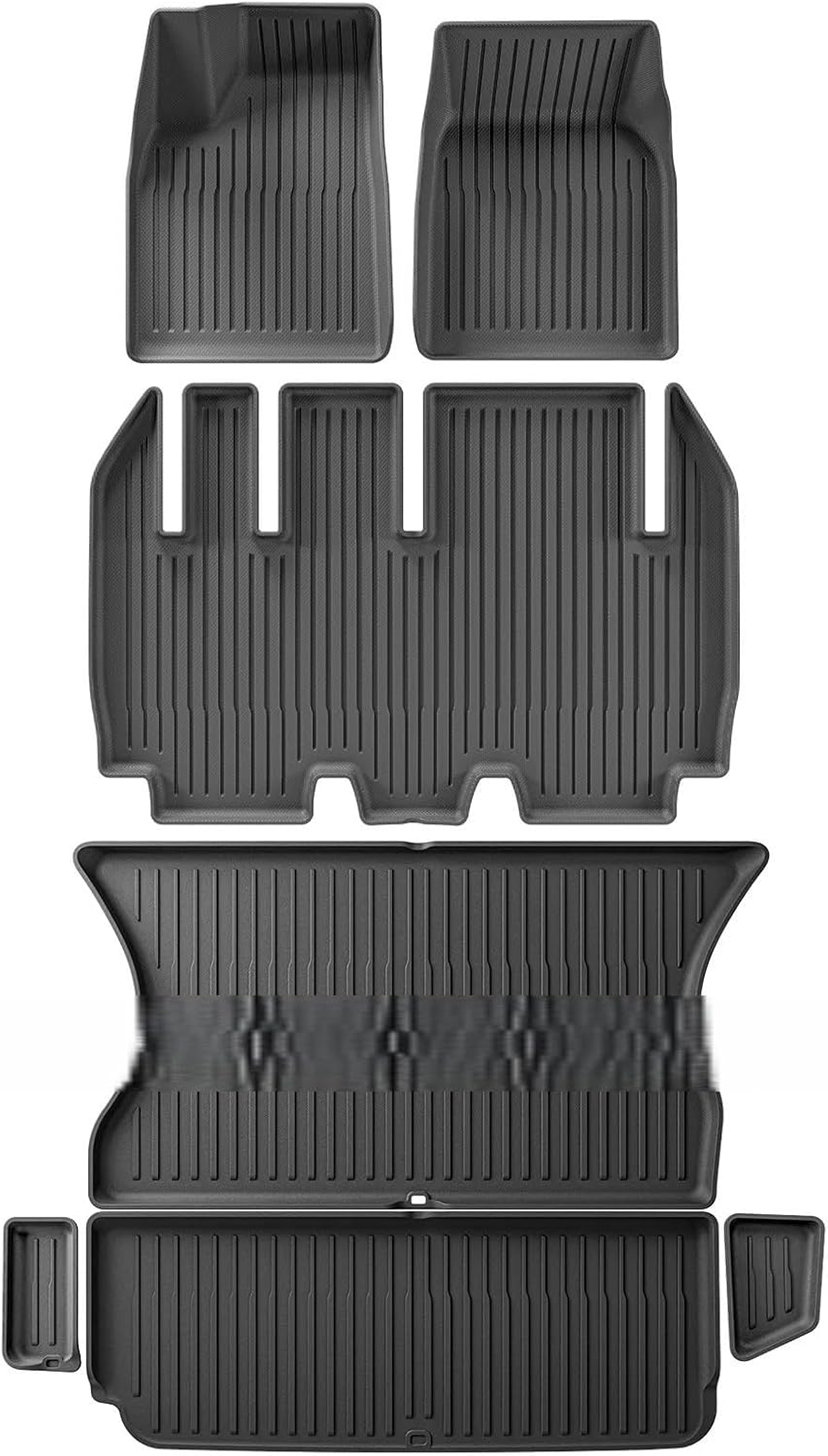 for Tesla Model X 2024 5/6/7 Seat TPE 3D Car Floor Mats Cargo Liner Trunk Pad Waterproof Protective Left Rudder(5seats 7PCS)