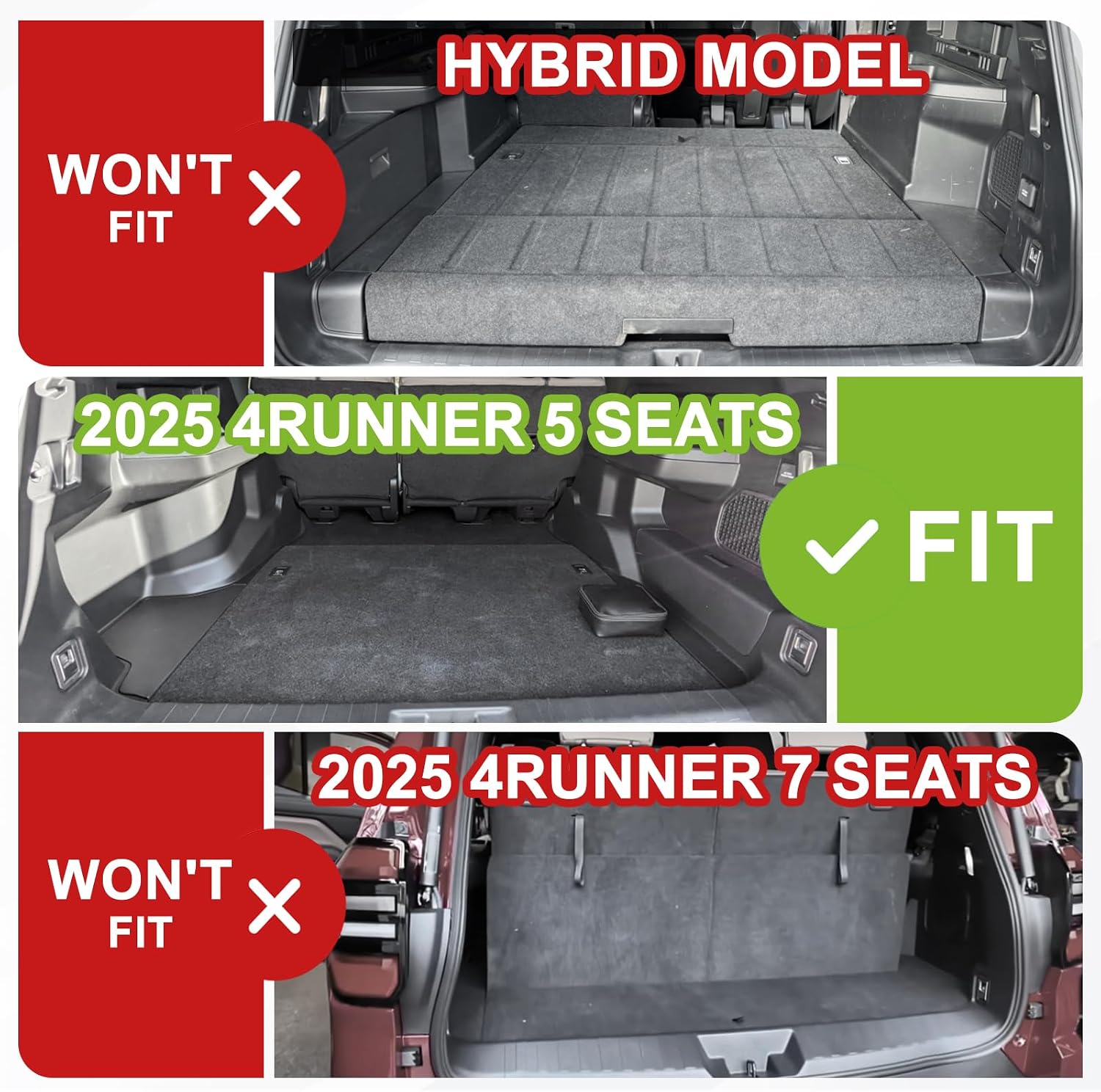 TripleAliners Floor Mats & Trunk Mat & Rear Seatback Cover All Weather TPE Liners Fit for Toyota 2025 2026 4Runner Accessories Custom Fit TPE Heavy-Duty (Only for 5 Seats) - Not for Hybrid Model