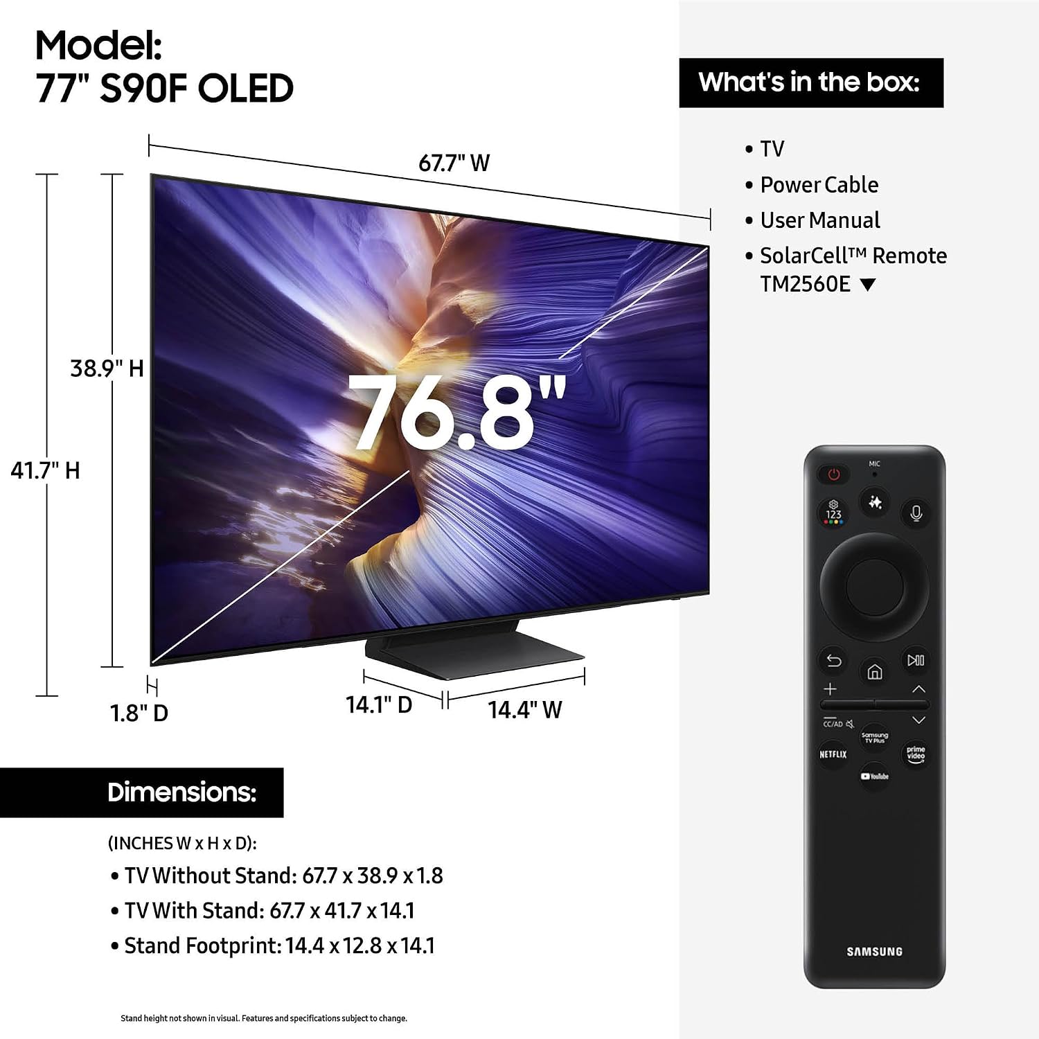Samsung QN77S90FAFXZA 77 Inch 4K OLED Smart TV with a Walts TILT-MOUNT-43-90 Large/XL Tilt Mount for 43'-98' TVs and Amber Protection 3-Outlet-Surge Surge Protector (2025)
