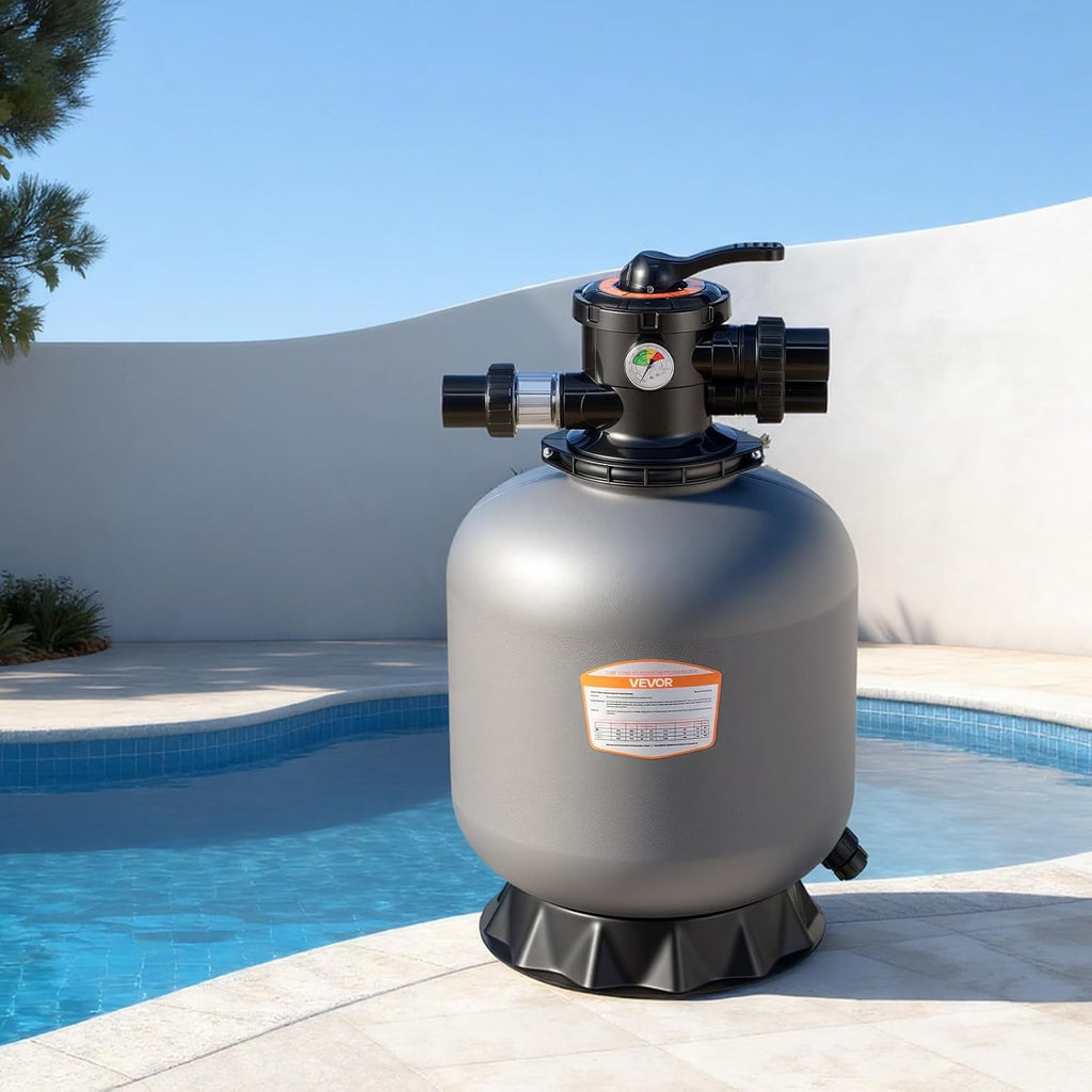 VEVOR Sand Filter, 18-Inch, 40 GPM Above Inground Swimming Pool Sand Filter System, with 7-Way Multi-Port Valve, Backwash, Rinse, Recirculate, Waste, Winter, Closed Modes, for Above In Ground Pools