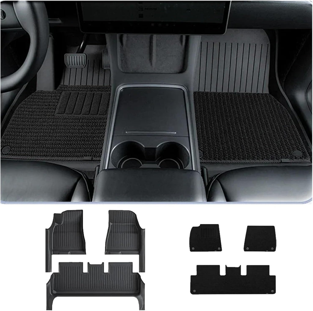 TPE Floor Mat Compatible with Tesla Model 3 Highland with Door Sill Protector Trunk Mats Front Rear Cargo Liner Compatible with Model 3 2025 2024(SNFM-3PCS)