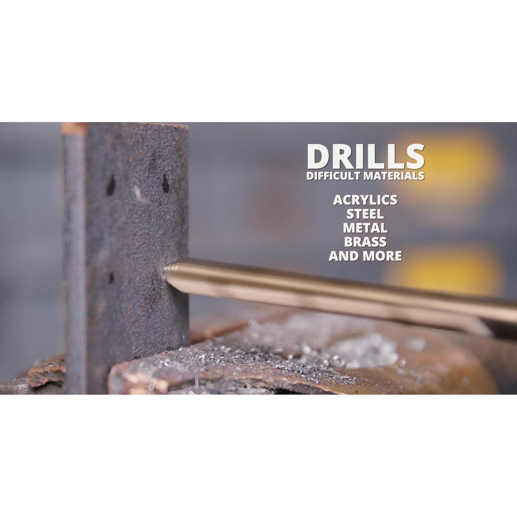Drill America 5 Piece Cobalt Stepped Drill Bit Set with 1/2' Reduced 3-Flat Shank, Gold Oxide Finish for Drilling Acrylic, Steel, Hard Metals, GSC Series