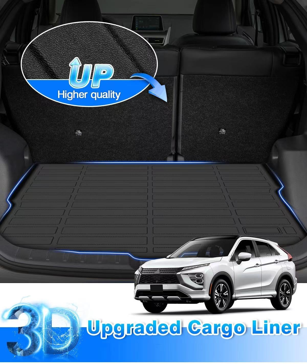 Cartist Floor Mats & Cargo Liner Custom Fit for Mitsubishi Eclipse Cross 2018 2019 2020 Accessories All Weather Cargo Liners Carpet Protection TPE Odorless