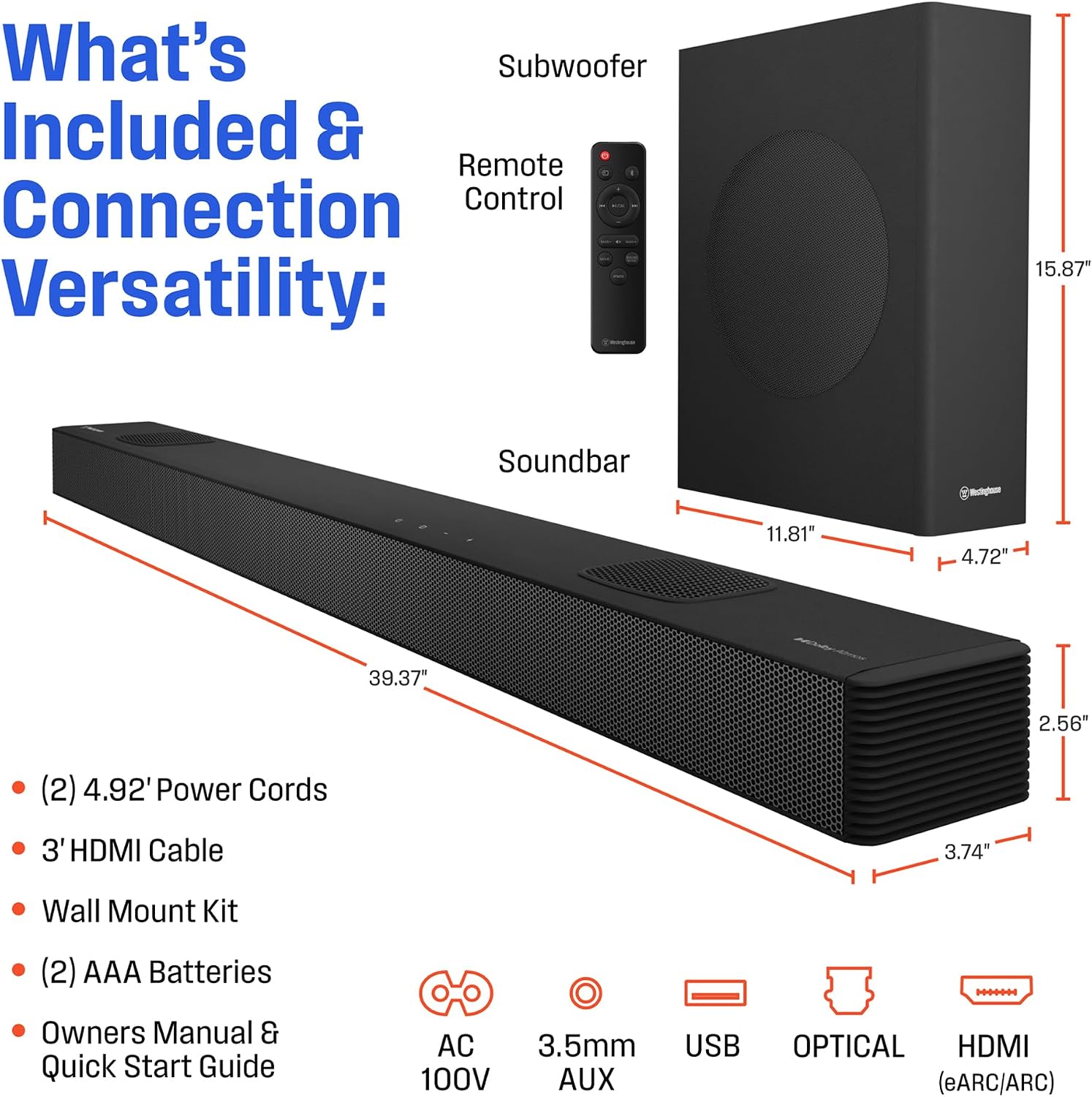 Westinghouse QLED 55 Inch TV and 5.1.2 Soundbar with Subwoofer