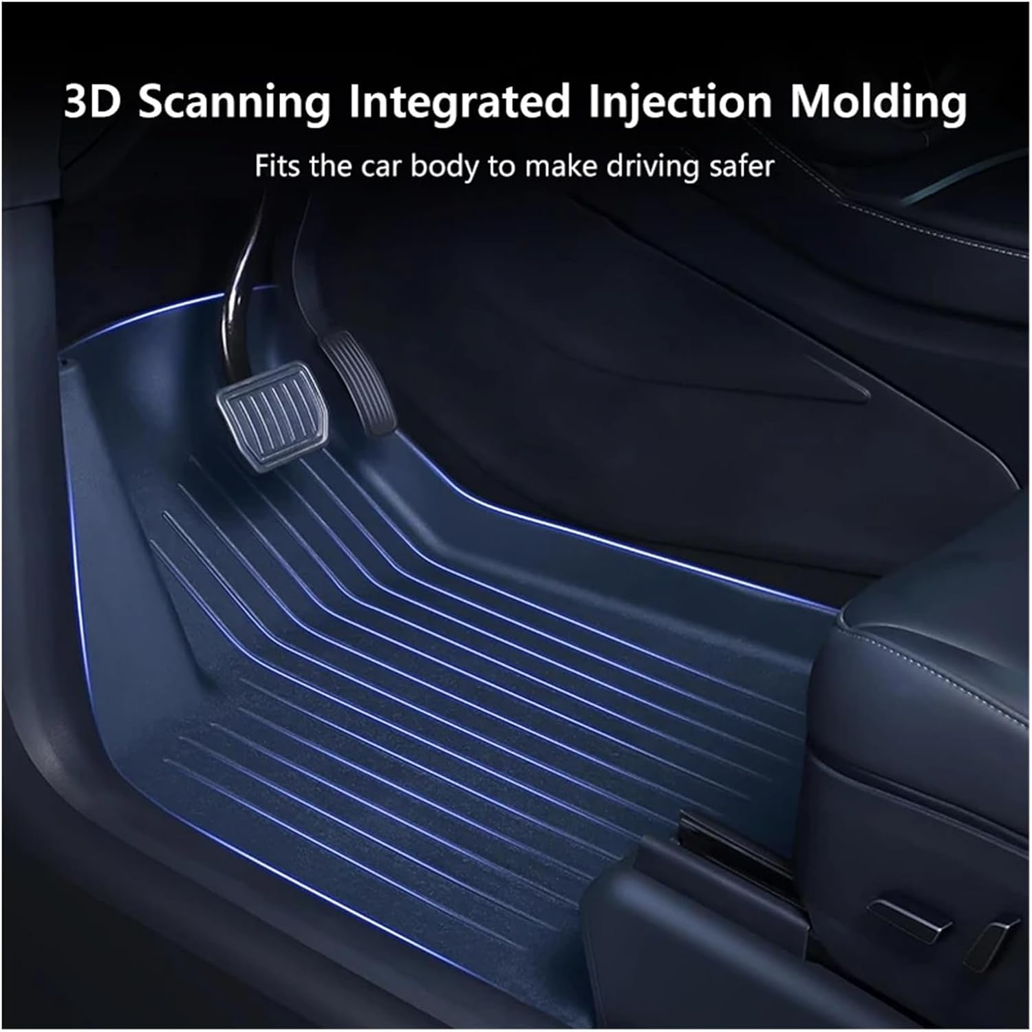 Floor Mats for Tesla Model 3 Y 2021-2024 5-Seater Custom Fit All Weather Heavy Duty TPE Cargo Liner Trunk Accessories(3 2024 TPE RHD 4PCS)