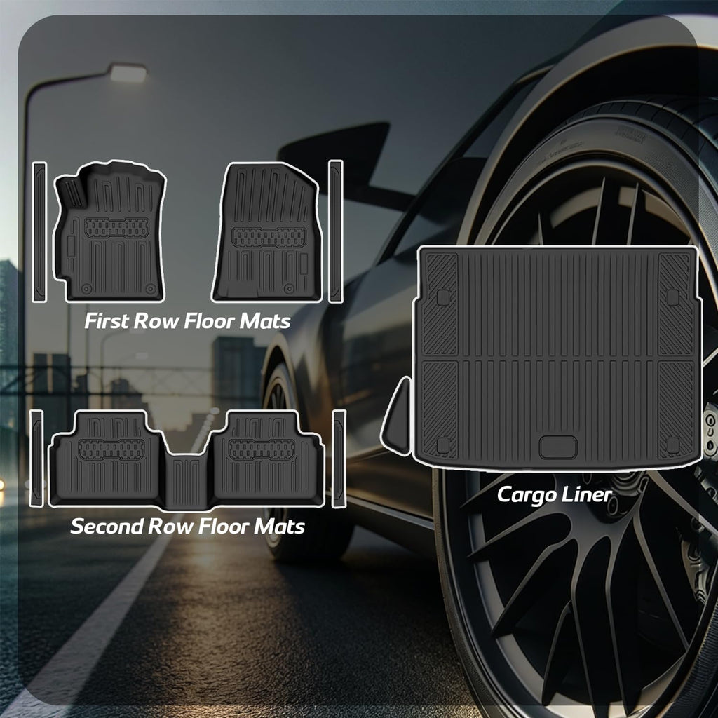 Floor Mats Compatible with Kia K4 Hatchback 2026(Not for Sedan),All Weather Protection Duarble TPE Cargo Liner with Door Sill Guards Accessories Compatible with Kia K4 Hatchback 2026