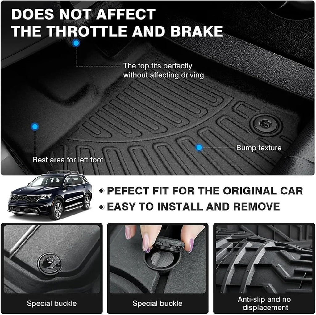 Compatible for Kia 2021-2025 Sorento Hybrid TPE Floor Mats & Cargo Liner Set-All Weather Protection for PHEV/HEV with Backrest Cover(Black)