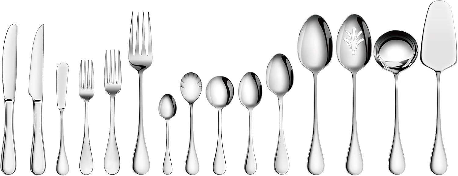Artaste 56457 Rain 18/10 Stainless Steel 103-Piece Flatware Set, Service for 12