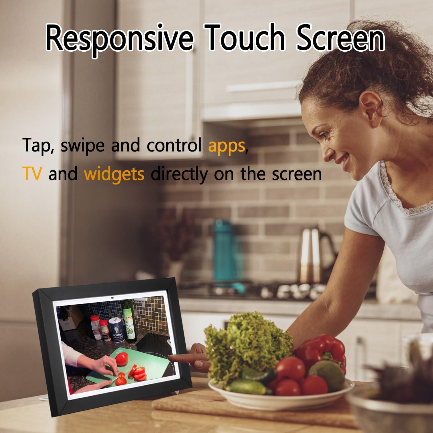 10 Inch Small Smart TV with ATSC Tuner & Touch Screen, 5-in-1 Kitchen TV with Home Control Panel, Video Call, Calendar & Photo Frame Functions, Portable MINI for Bedroom, RV, Camper
