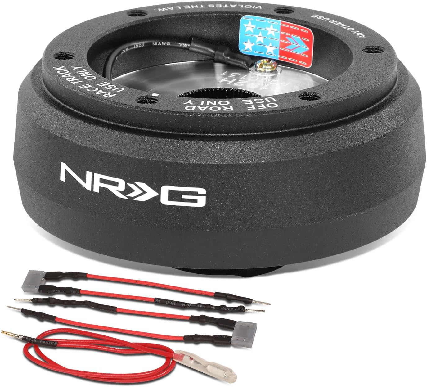 NRG Innovations Racing Style Steering Wheel Short Hub, Lockable Aluminum Steering Shaft, 6x70mm Bolt Pattern Quick Release Adapter Unit with Resistors, Compatible For Saab, Black, NRG-SRK-192H