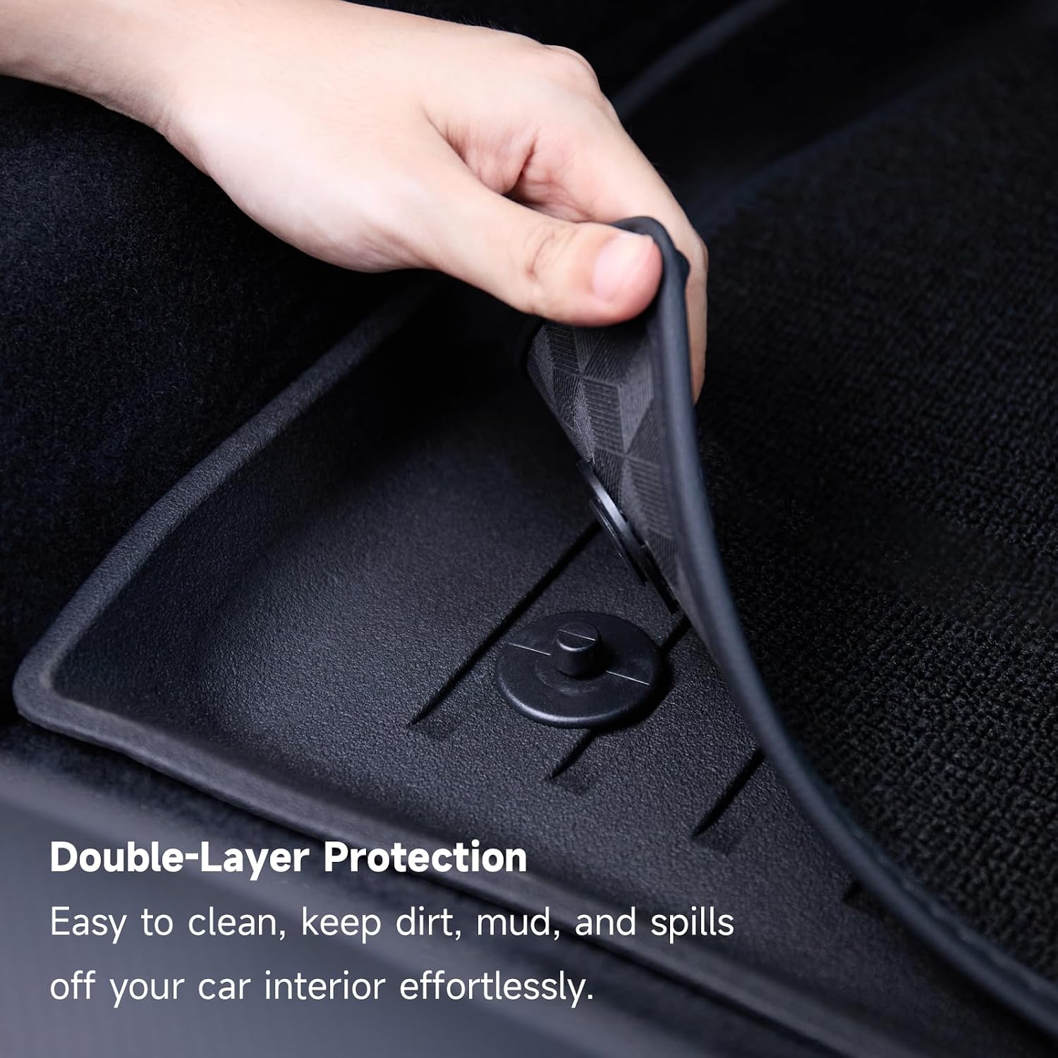 DORENA Floor Mats with Carpets for 2024 2025 2026 Tesla Model 3 Highland Double Layer All Weather TPE Removable Floor Liners Set of 6 (Black)