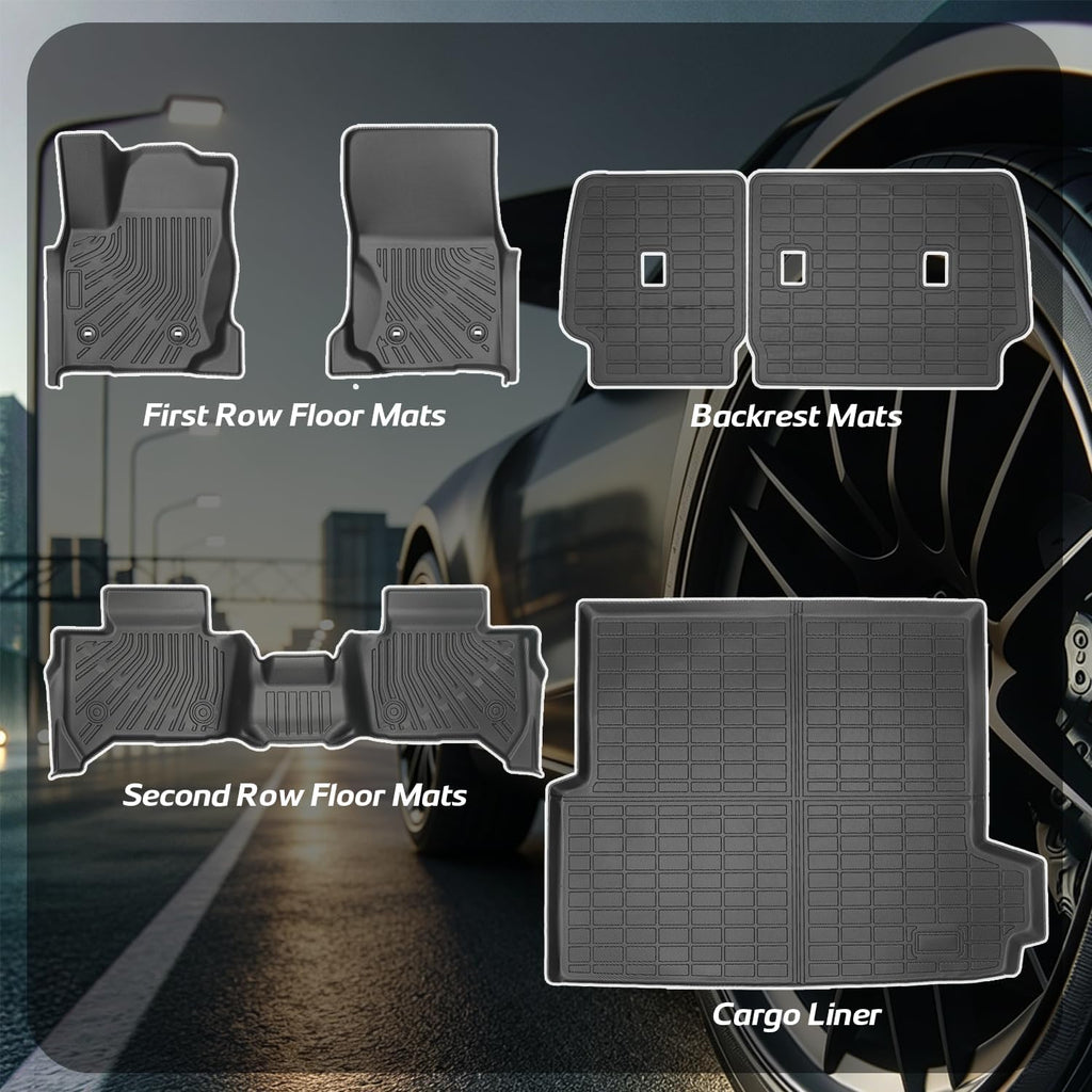 Floor Mats Compatible with Toyota 4Runner 2025 2026(Only Hybrid),All Weather Protection Duarble TPE Cargo Liner with Backrest Mats Accessories Compatible with Toyota 4Runner 2025 2026(Only Hybrid)