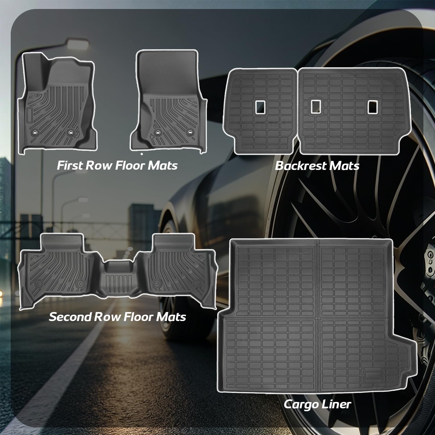 Floor Mats Compatible with Toyota 4Runner 2025 2026(Only Hybrid),All Weather Protection Duarble TPE Cargo Liner with Backrest Mats Accessories Compatible with Toyota 4Runner 2025 2026(Only Hybrid)