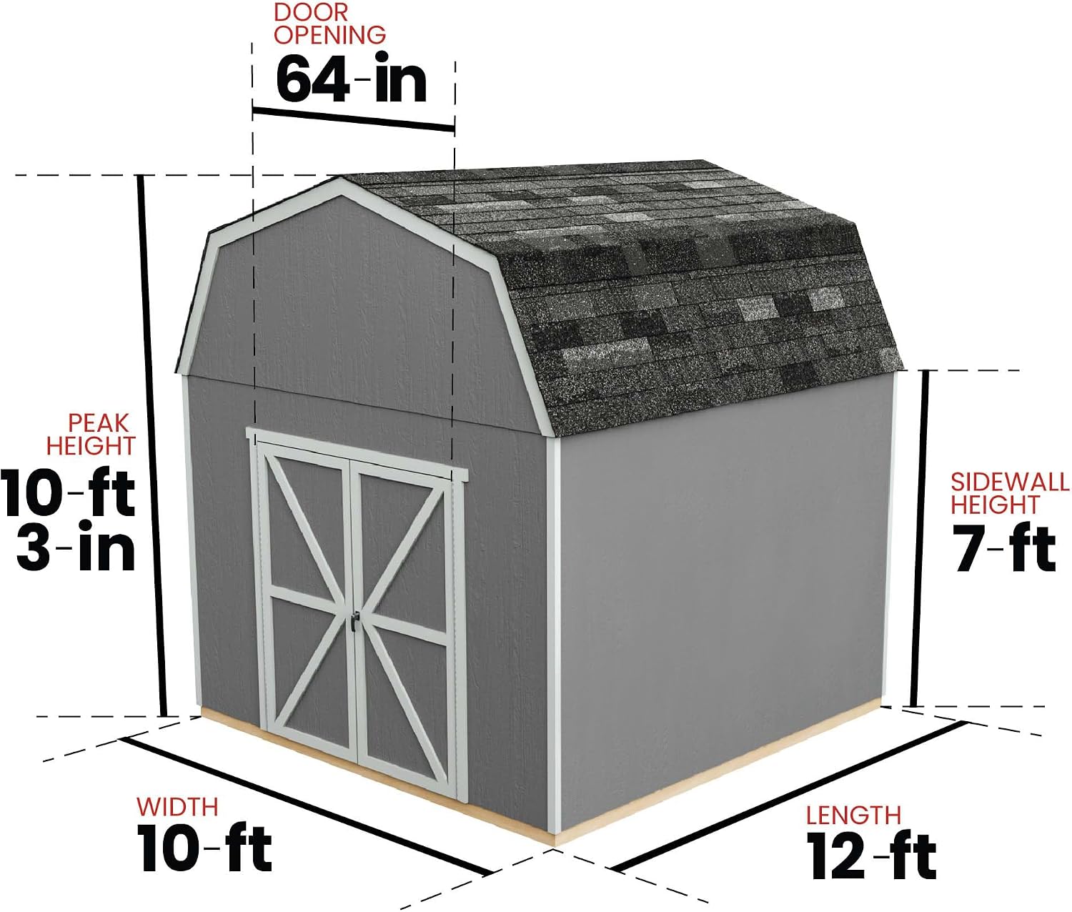 Handy Home Products Braymore 10x12 Do-It-Yourself Wooden Storage Shed with Floor Kit- Does not Include Paint or Roofing Shingles