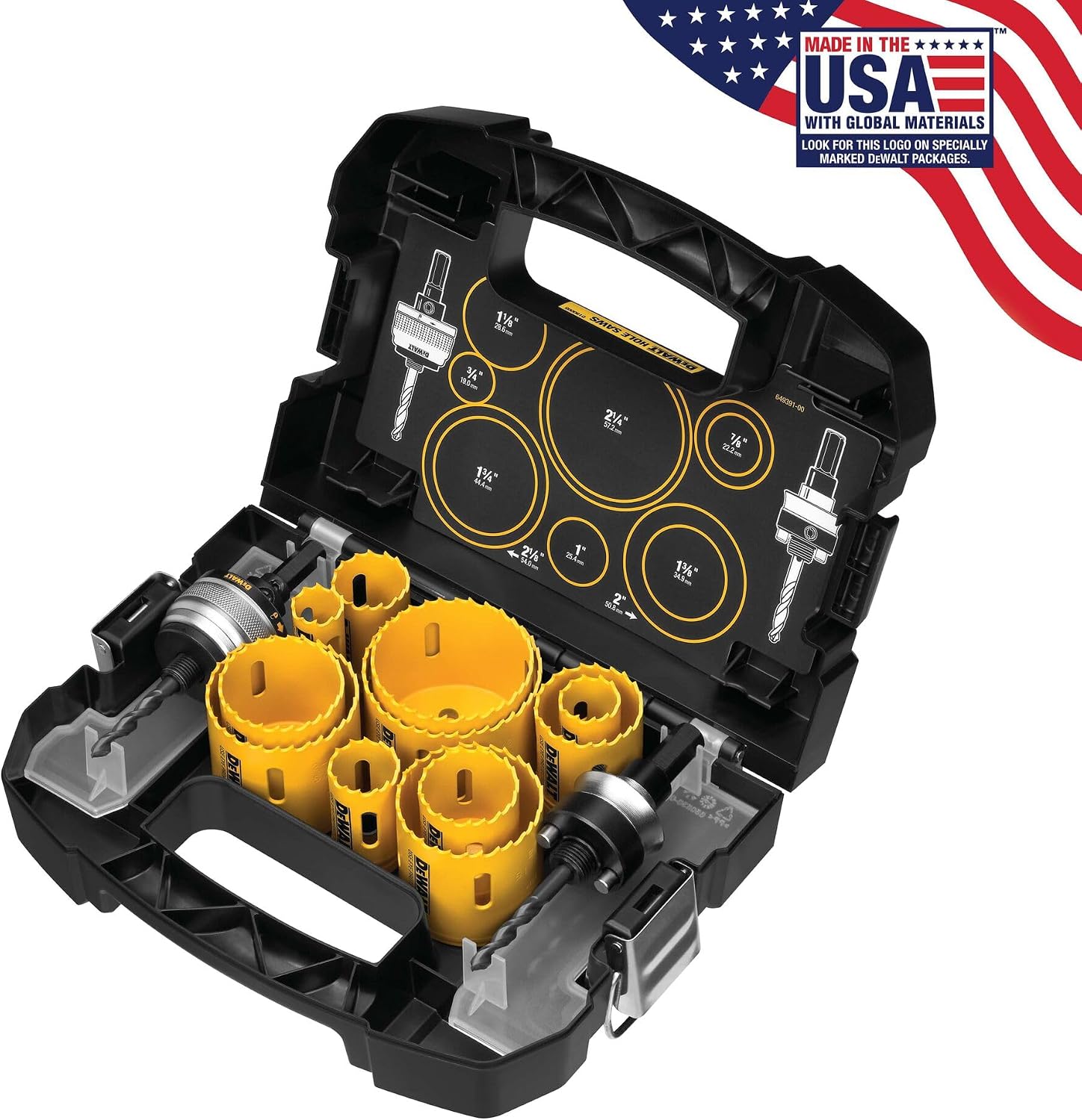 DEWALT Hole Saw Kit, 14-Piece, Includes 2 Quick Change Mandrels and Pilot Point Bits (D180005)
