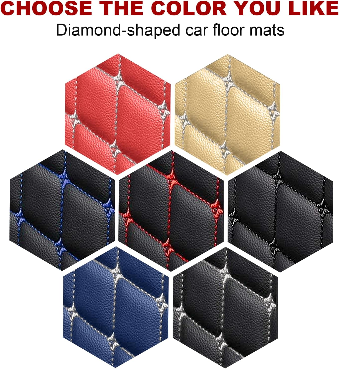 Custom Fit Leather Car Floor Mats for Ford Mustang 2024,Waterproof Anti-Slip Vehicle Floor Liners, Durable Easy Clean Interior Protection Mats(Full Set/Red Beige)
