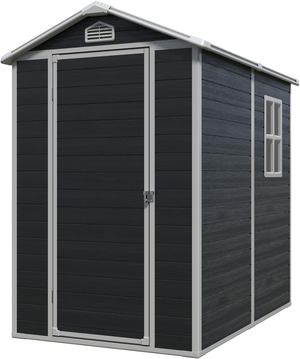 KEIKI 4x6 FT Outdoor Storage Shed Waterproof Resin Cabinet,Sloped Roof Polypropylene Frame with Lockable Doors for Patio Furniture