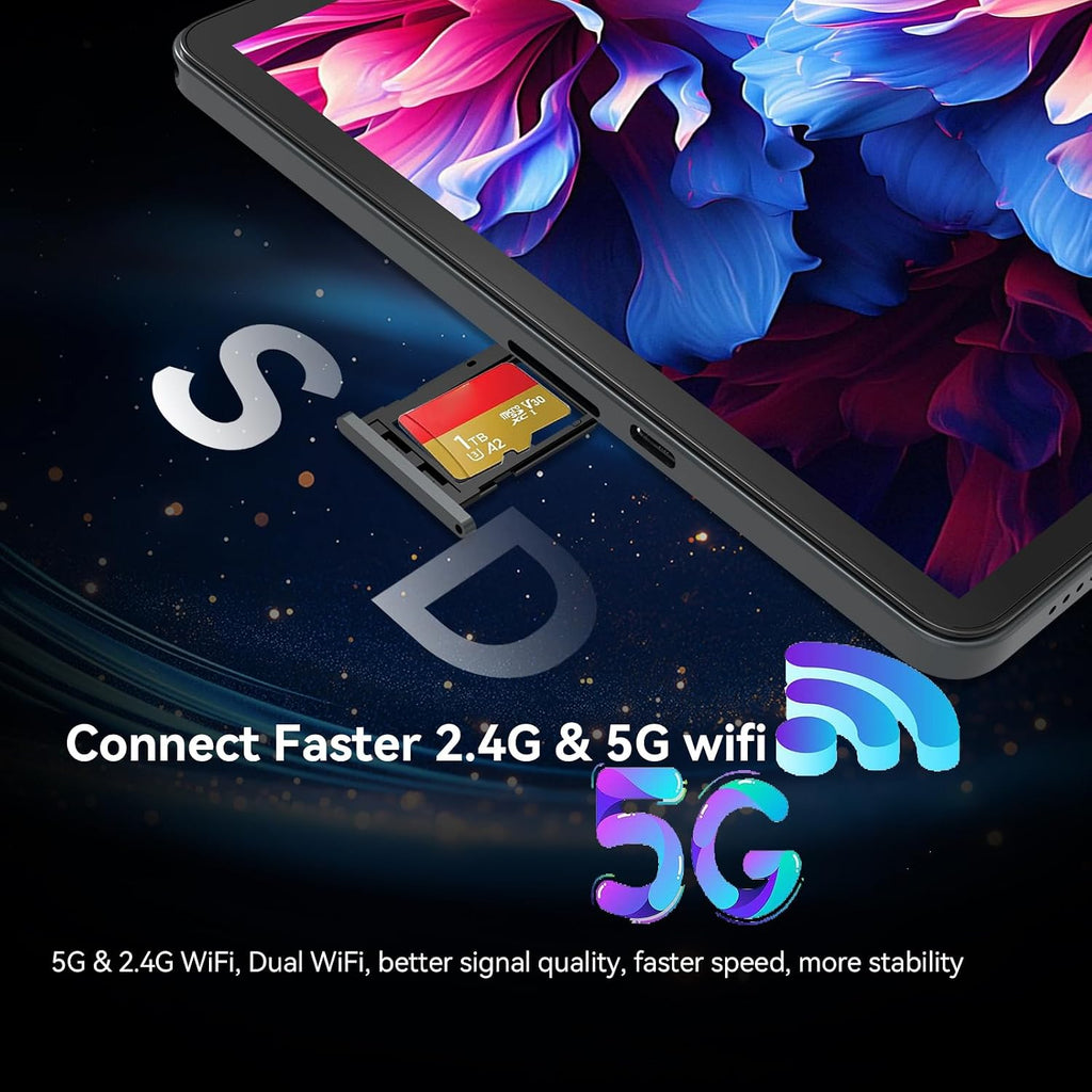 2026 Release 11 inch Tablet, Android 15 Tablets with Keyboard, 16(8+8)GB RAM 128GB ROM 1TB Expand, 2.4G/5G WiFi Tablet with BT 5.0, 13MP Camera, Octa-Core, 8000mAh, GPS, 11' Big Incell Screen-Gray