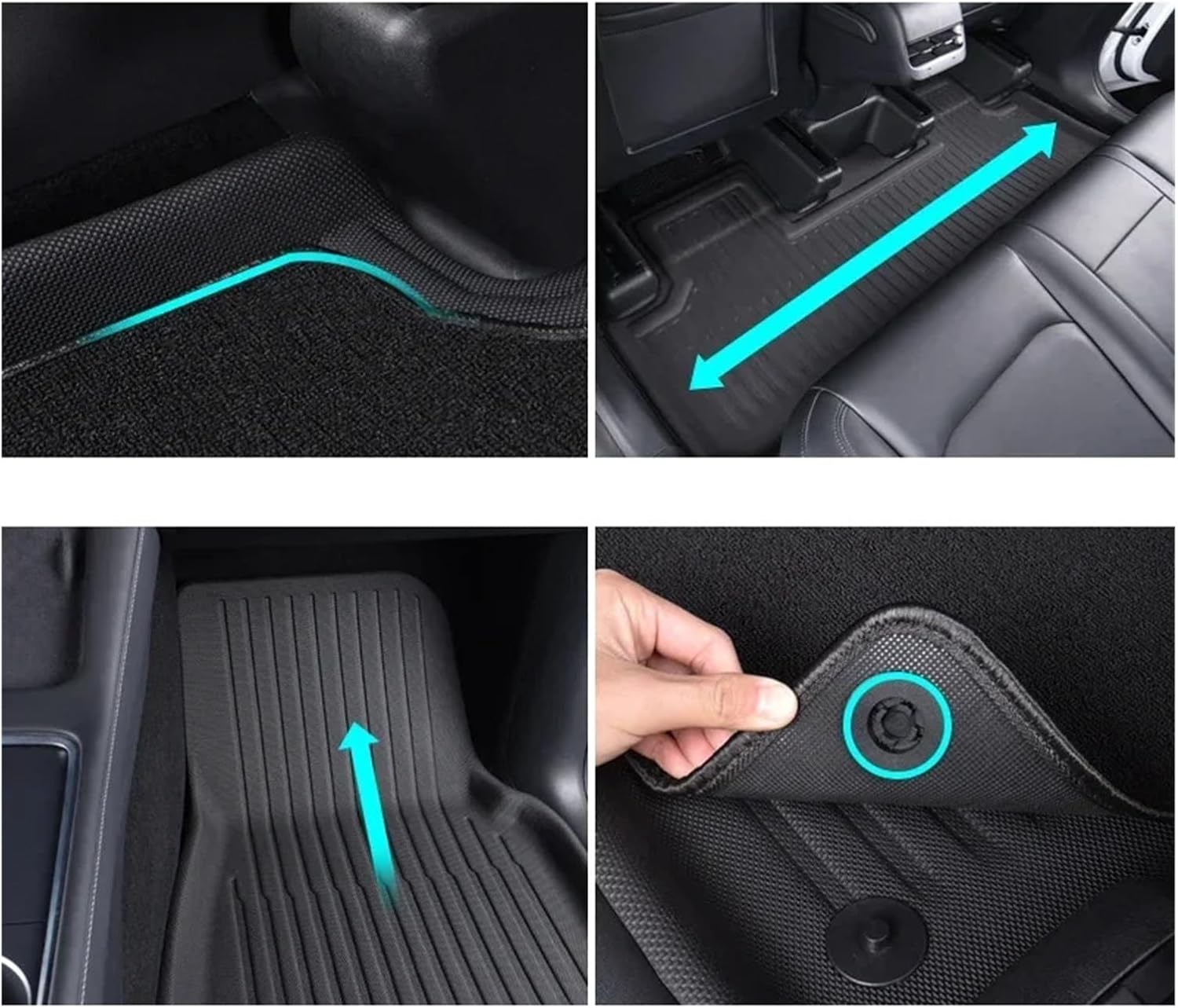 Floor Mats Compatible with Tesla Model 3 Highland All-Weather Cargo Liner Rear Cargo Tray Trunk Mat with Backrest Mat Interior Accessories(DL-FM-6PCS,Right-Hand Drive)