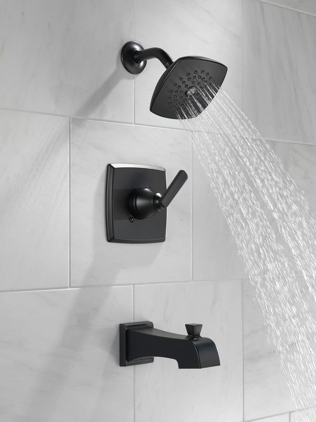 Delta Ashlyn 14 Series Bathtub and Shower Faucet Set, Matte Black Shower Head and Handle Set, Valve Trim Kit, Matte Black T14464-BL (Valve Not Included)