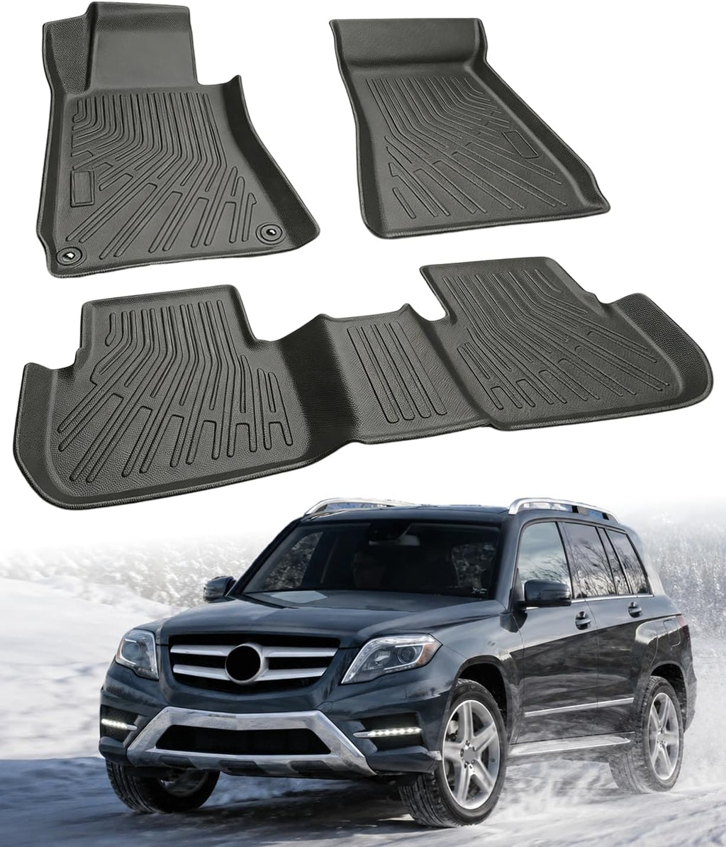 Floor Mats Compatible with Mercedes-Benz GLK 2008-2015,All Weather Protection Duarble TPE Accessories Compatible with Mercedes-Benz GLK 2008 2009 2010 2011 2012 2013 2014 2015