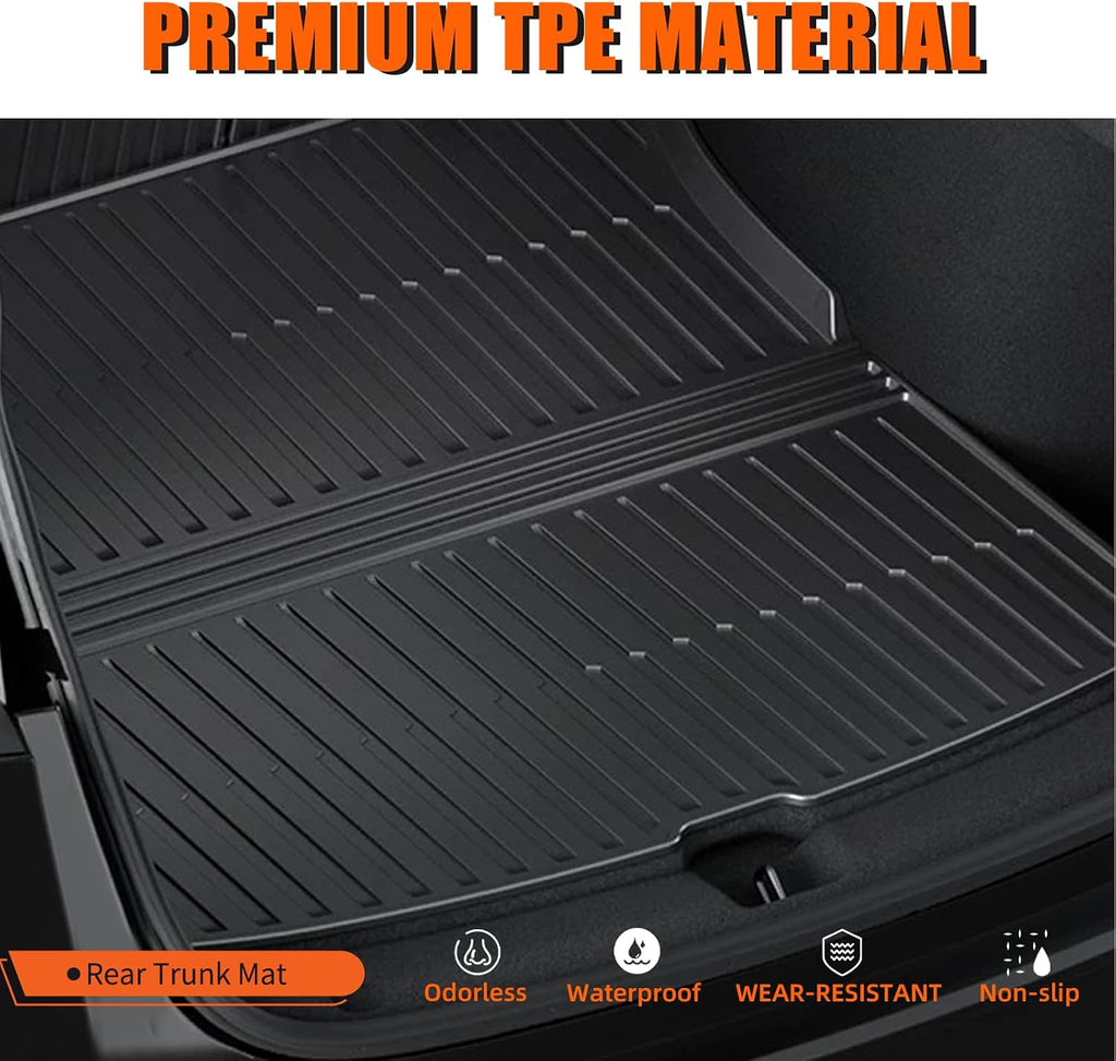 Floor Mats Trunk Mat for Tesla Model Y Juniper 2025 2026(5-Seat), All Weather TPE Floor Liners with Trunk Door Sill Protector Custom Fit for Model Y Juniper Accessories 7PCs