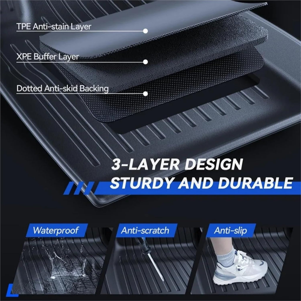 Compatible for Tesla Model 3 2024 Highland Floor Mats Cargo Liner Waterproof Anti-Slip Trunk Mat TPE Pads Left Right Rubber Accessories(RHD 4pcs)