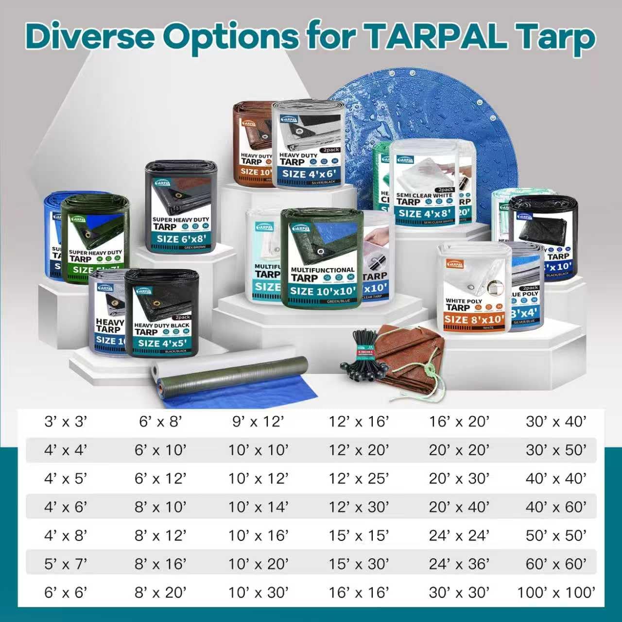 TARPAL tarp 20x20 Feet Super Heavy Duty Tarps Cover 20mil Waterproof UV Protection Rip and Tear Proof Tarpaulin with Grommets(Grey/Brown)