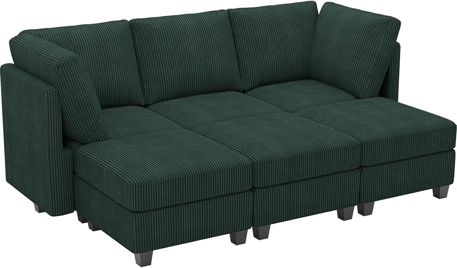 Belffin Modular Sectional Sleeper Sofa with Storage Seat 6 Seat Sectional Sleeper Sofa Bed Corduroy Sectional Couch with Reversible Chaise Green Modular Couch for Living Room