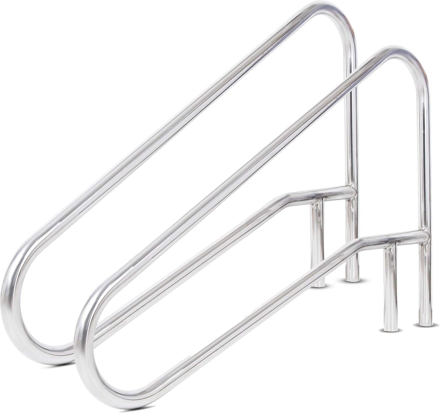 ECOTRIC 49-3/8'X35-3/8 Pool Handrail Deck Mounted Swimming Pool Step/Stair Rail 304 Stainless Steel Cross Brace 2 Packages