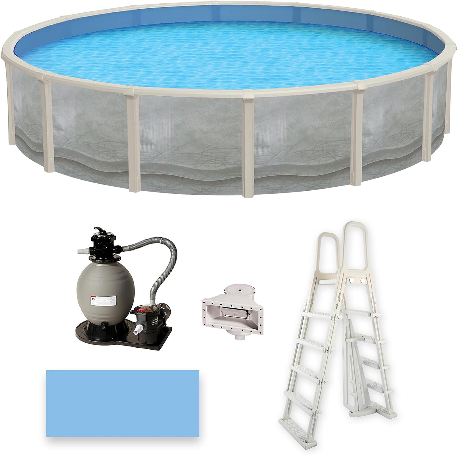 Trinity 27-ft Round 52-in Deep Steel Wall Pool Package with 7-in Top Rail