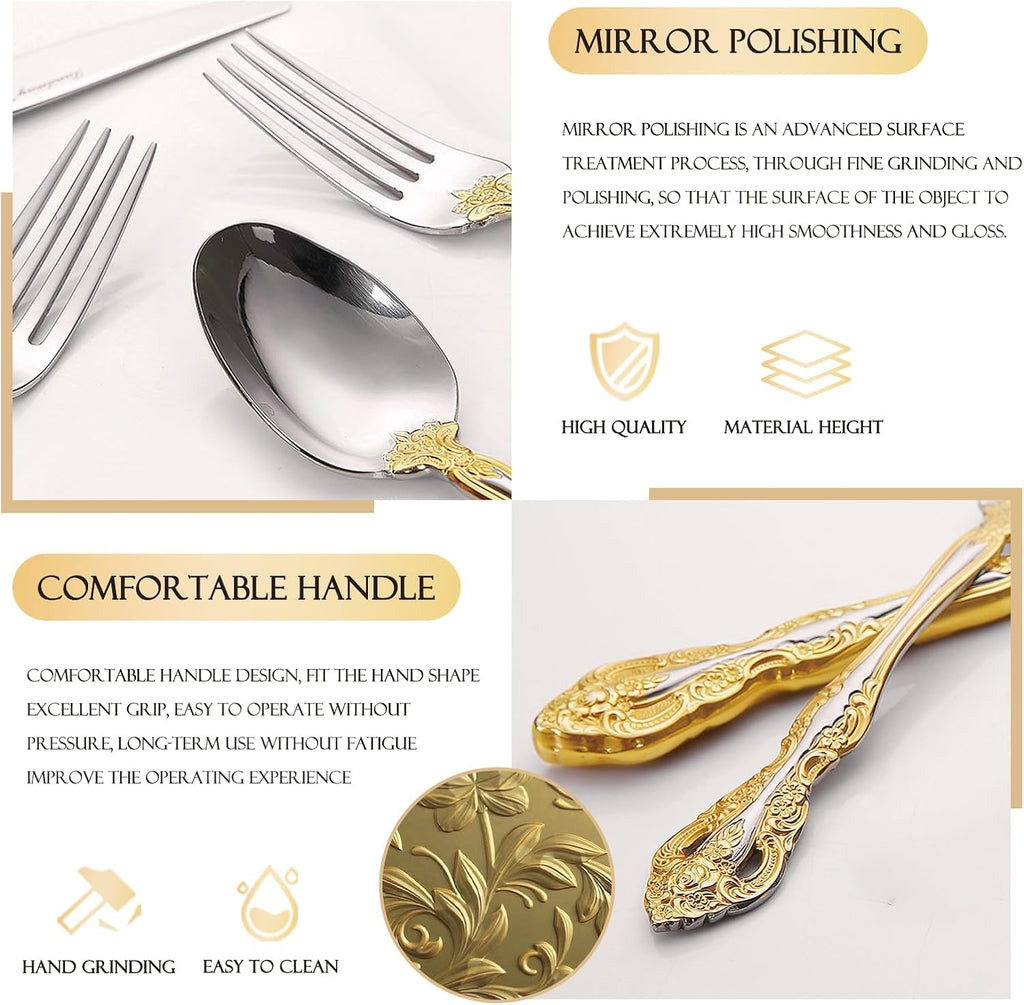 10-piece exquisite cutlery set,service for 2 people,18/10 stainless steel flatware sets, utensils tableware set for eating,dishwashe safe