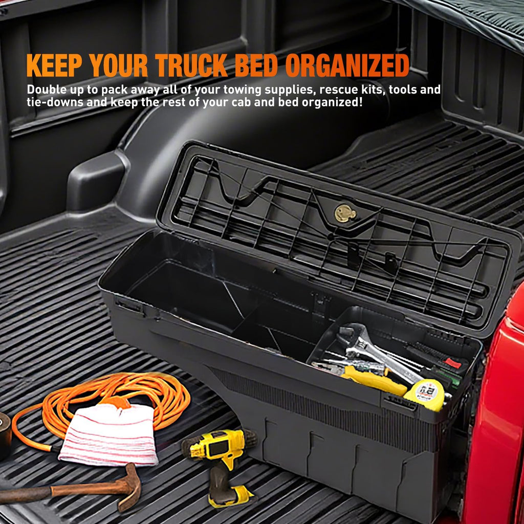 Nilight Truck Bed Tool Box Driver Side & Passenger Side Truck Tool Box Fit for Ford F-150 1999-2014 ABS Swing Case Truck Bed Storage Box with Lockable Lid Waterproof Wheel Well Toolbox Black