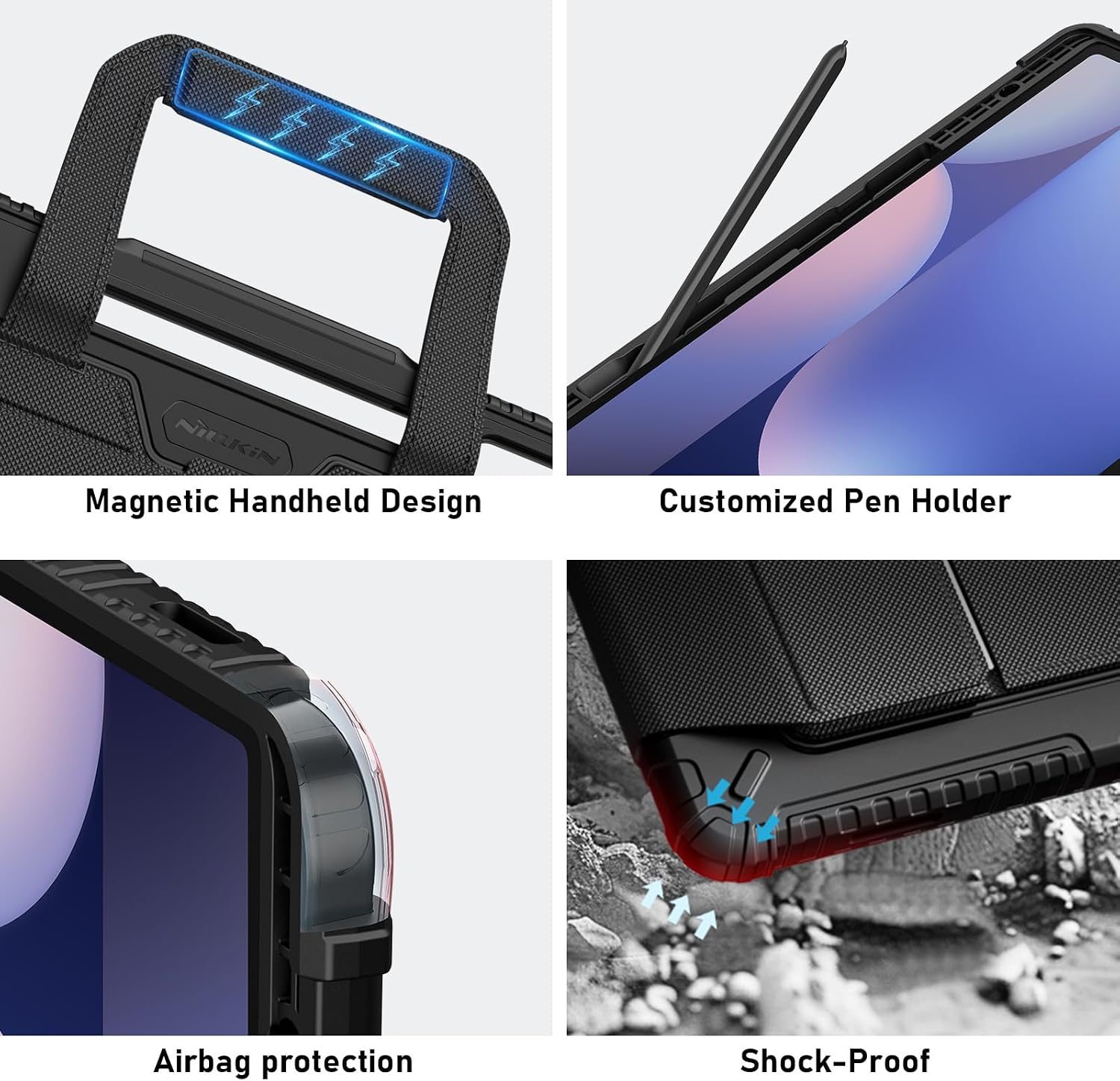 Nillkin Carry Go for Samsung Galaxy Tab S10 Plus Detachable Keyboard Case with 7 Backlit, Kickstand, Trackpad, S Pen Holder,S10+ S9+ Plus Tablet Keyboard 12.4''