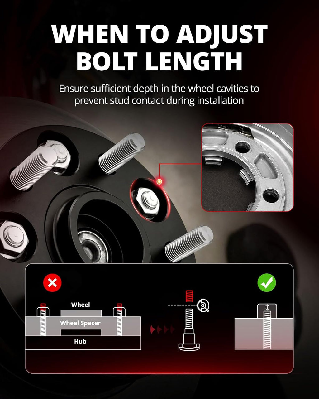 EVIL ENERGY 6x5.5 Wheel Spacers 1.25 inch Compatible with Chevy 1999-2022 Silverado 1500, 6x139.7 mm 6 Lugs 108 mm Hub Bore M14x1.5 Studs Black, Not Hubcentric