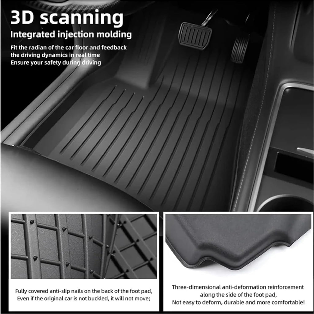 Compatible with Tesla Model 3 Highland 2025 2024 2023 TPE Floor Mats, All Weather Waterproof Anti-Slip Front Rear Cargo Liner Trunk Mat(Purple)