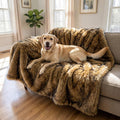 IHAPPYDOG Waterproof Faux Fur Dog Blanket – Pet Throw & Couch Protector for Sofa, Bed, Furniture – Plush Pup Cover for Small Medium Large Dogs – Machine Washable – Brown 60' x 50'