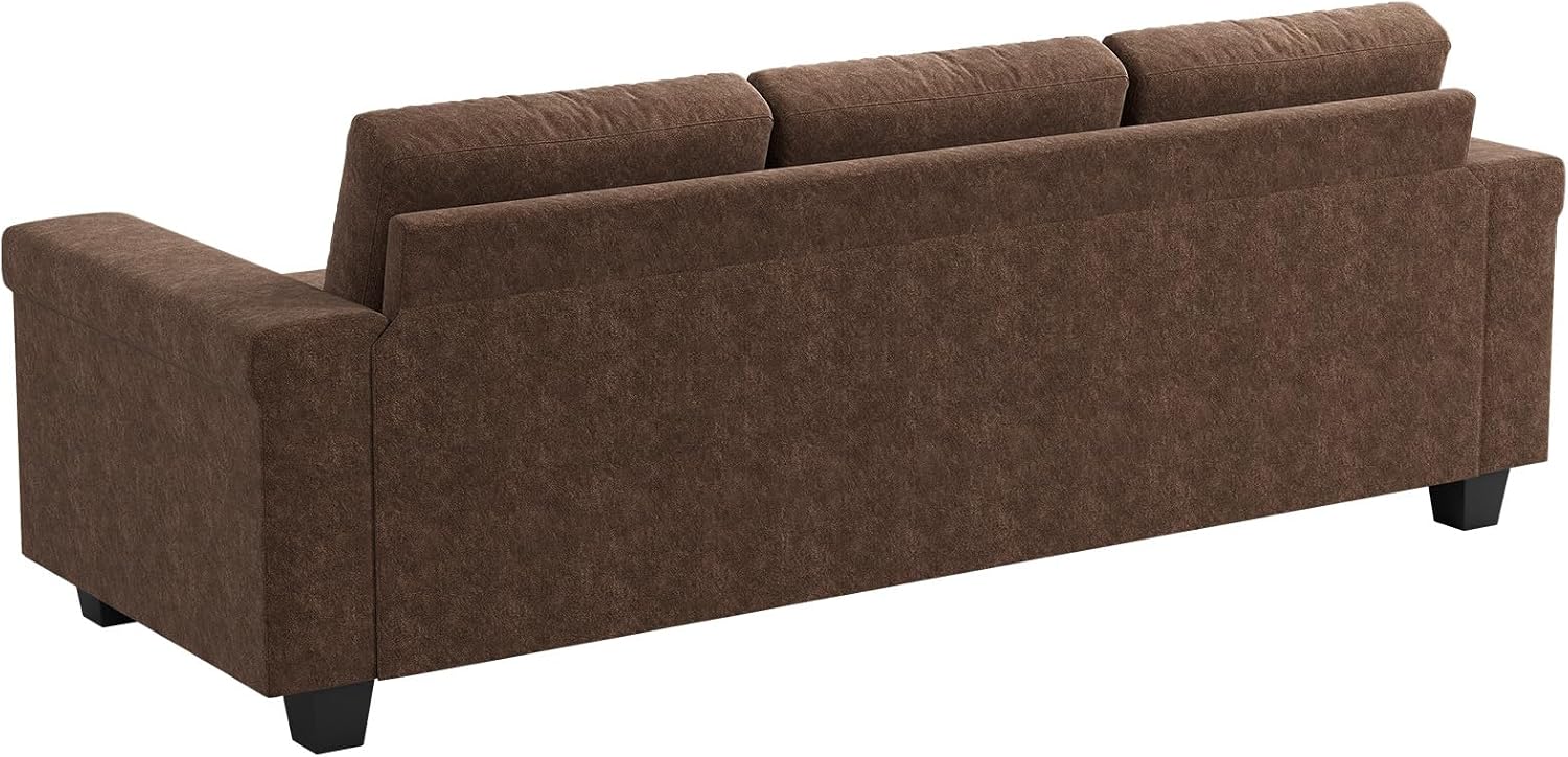 COPIAE 3 Seater Sofa Couch with Deep Seat, 90' Modern Upholstered Sofa with Armrests, Easy Installation, Comfy Couches for Living Room, Apartment,Dark Brown