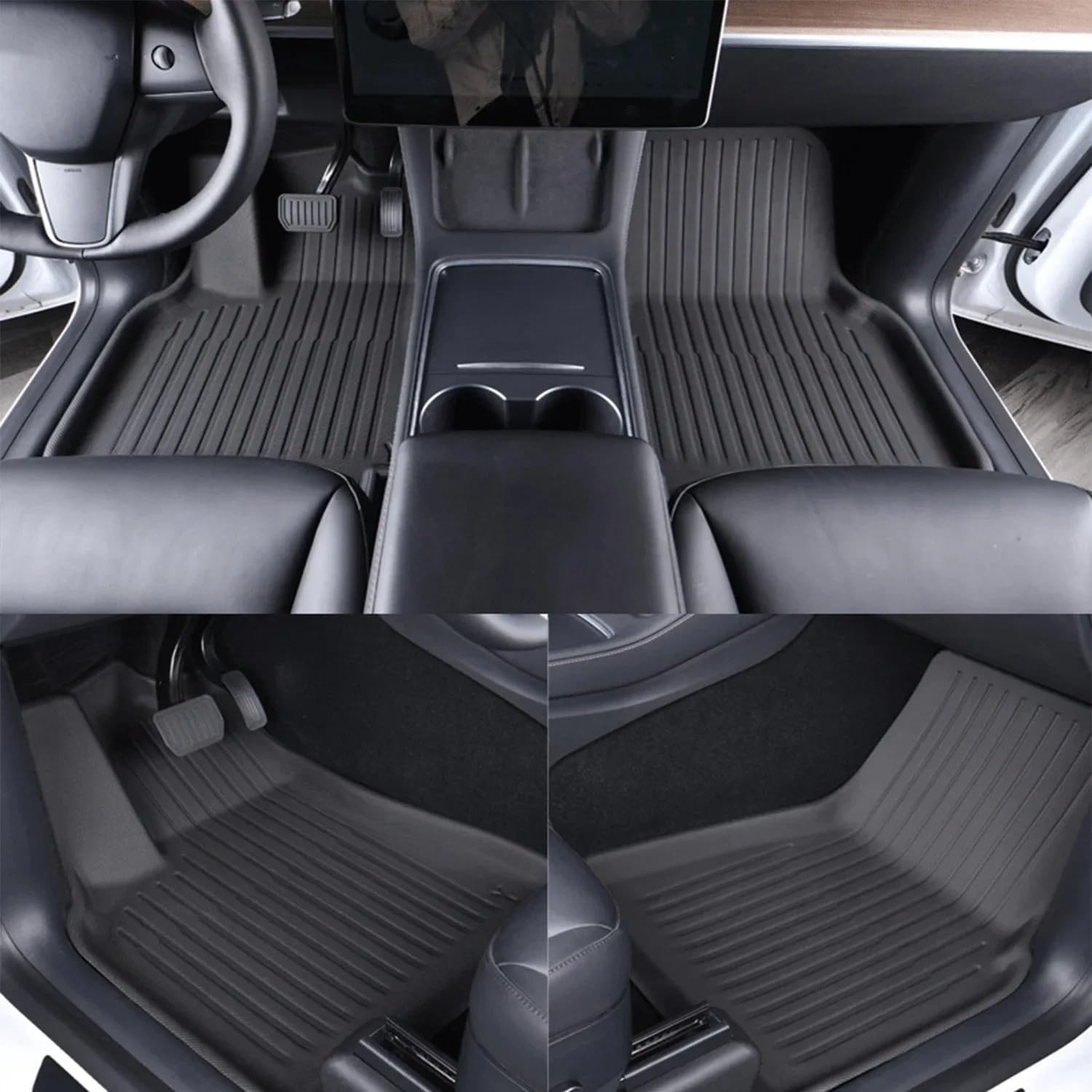 3D Floor Mats Compatible with Tesla Model 3 Highland 2024, All Weather WP LHD XPE Front Rear Trunk Cargo Liner Mat Accessories(3PCS Trunk Mats)